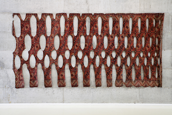 Ariel Schlesinger, Untitled, 2014, Burnt Carpet, 245x500 cm, Unique. Courtesy of the artist and Dvir Gallery.