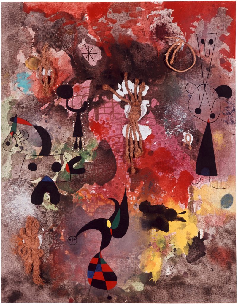 Joan Miró Composition avec des cordes (Composition with Strings) 1950, Oil, strings, and casein on canvas, 99 x 76 cm / 39 x 29 7/8 in © ProLitteris / ADAGP Courtesy Collection Van Abbemuseum, Eindhoven, Netherlands and Hauser & Wirth.