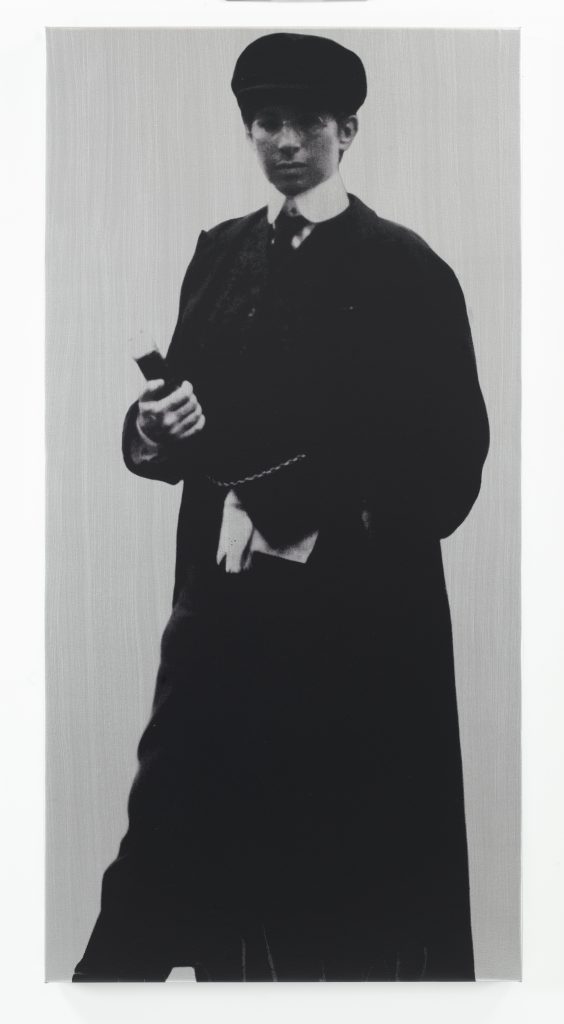 DEBORAH KASS Silver Yentl (My Elvis), 1993 Silkscreen and acrylic on canvas, 72 × 36 in, 182.9 × 91.4 cm. Courtesy Brand New Gallery.