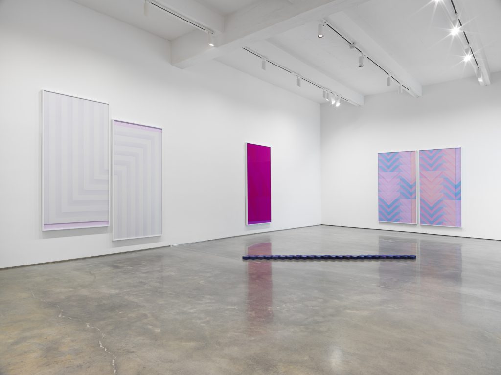 Sara VanDerBeek, Pieced Quilts, Wrapped Forms. Installation view, 2016. Metro Pictures, New York. Photo: Genevieve Hanson Courtesy of the artist and Metro Pictures, New York