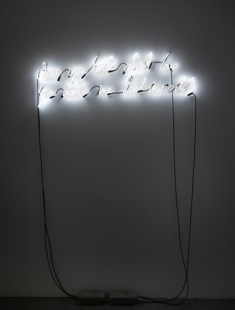John Isaacs, 'Inconsolus (when you talk about love)', 2015, neon tubing and transformers, variable dimensions, ed. of 4. Courtesy of the artist and Aeroplastics contemporary, Brussels.