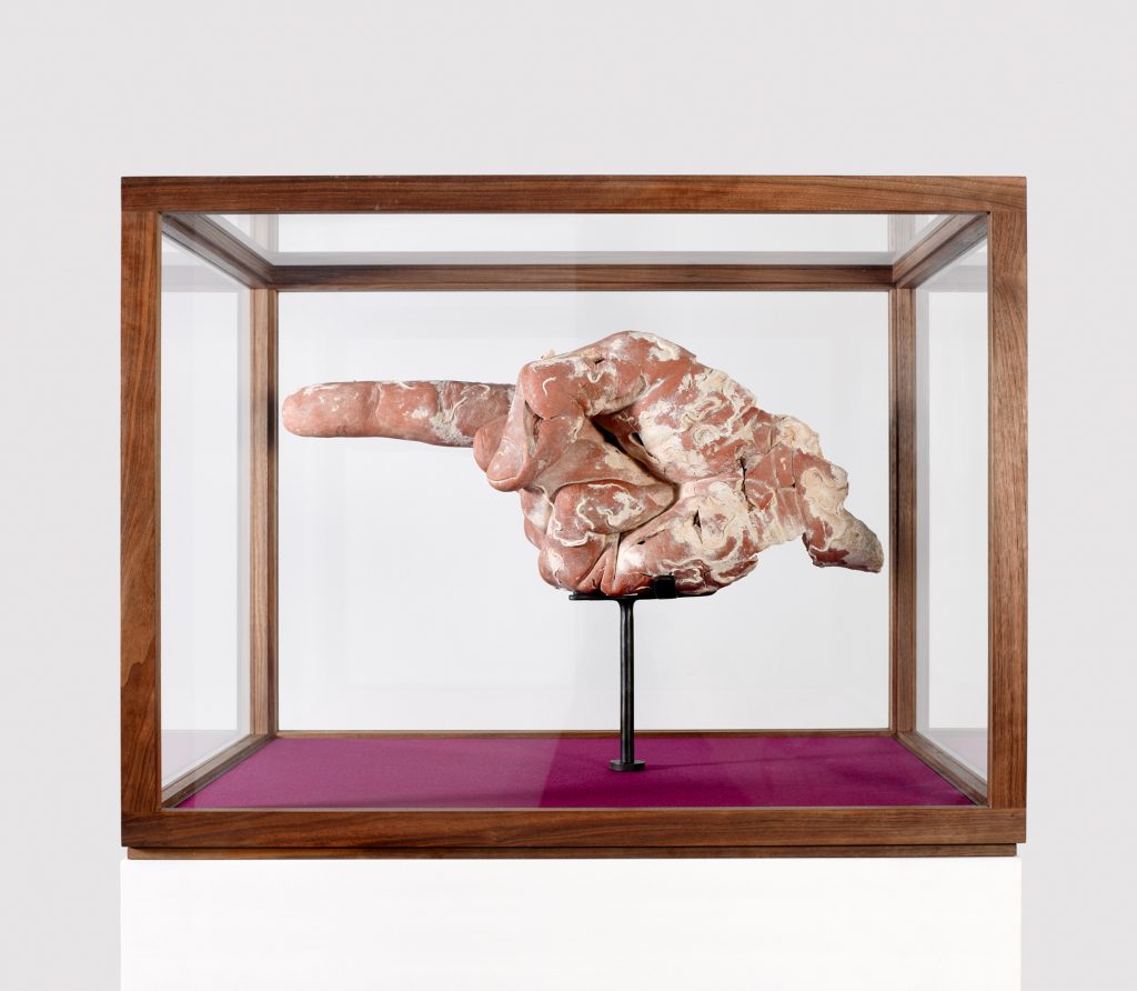 John Isaacs, 'The cyclical development of stasis', 2015, terracotta, plaster, steel, glass, wood, 160 x 56 x 76 cm, unique. Courtesy of the artist and Aeroplastics.