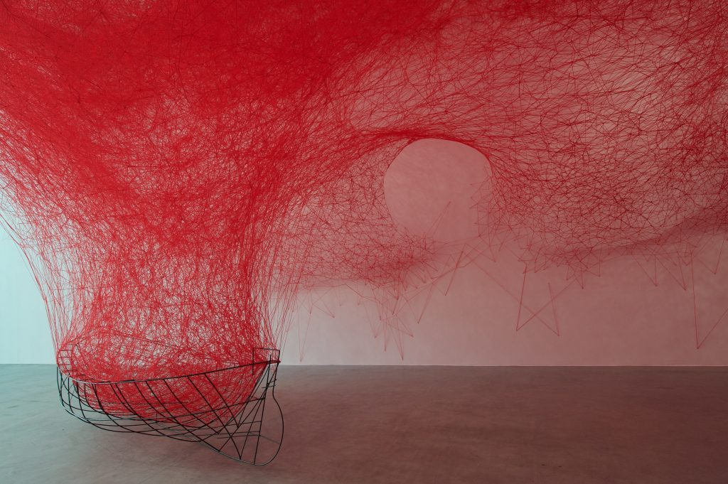 Chiharu Shiota, Uncertain Journey, 2016, Installation view, Courtesy the artist and BlainSouthern, Photo Sunhi Mang