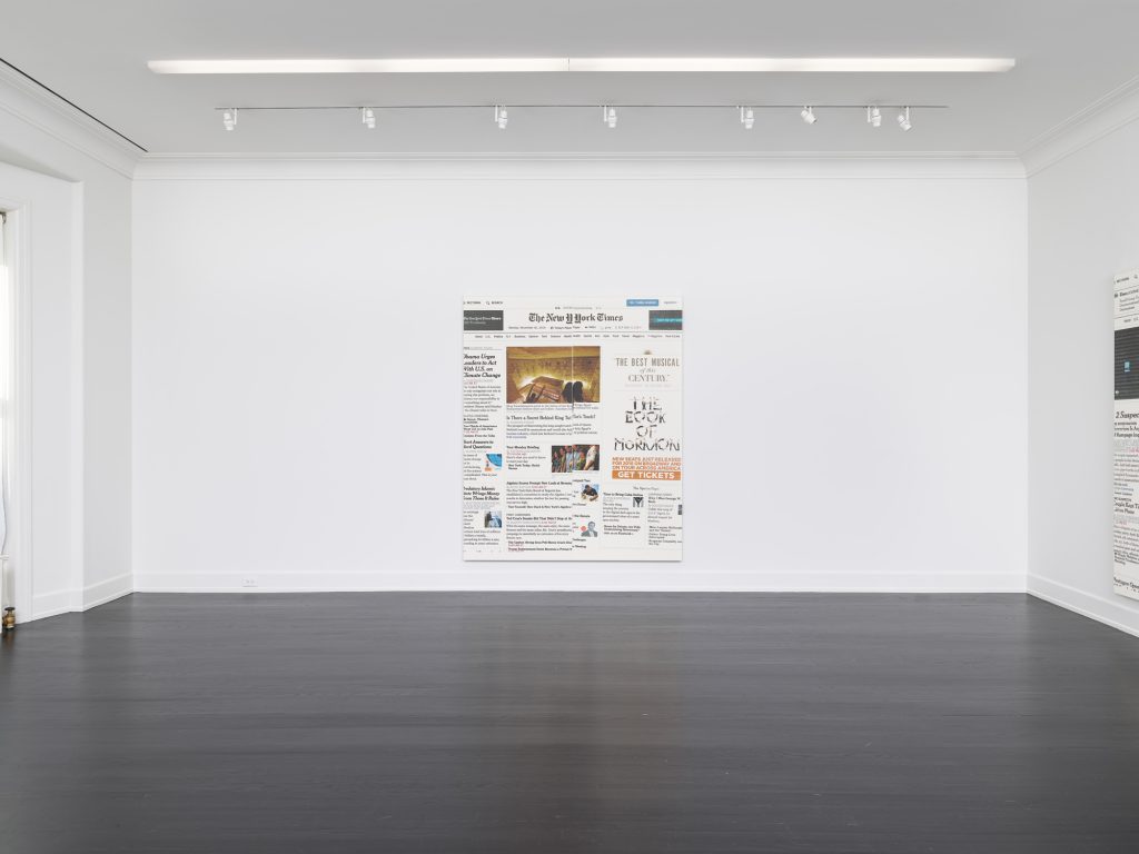 Wade Guyton, The New York Times Paintings: November – December 2015, Installation view, Petzel, 2016-2017. Courtesy of the artist and Petzel, New York.